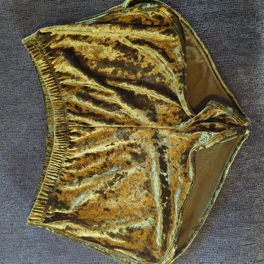 Green Velvet High Waisted Bootie Shorts